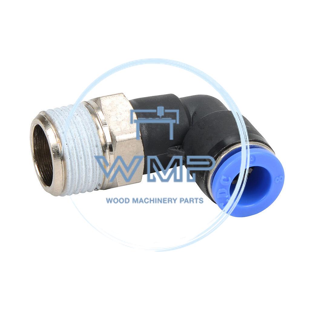 (1) 5/16" tube to 3/8" male BSPT pneumatic push-to-connect fitting, male, elbow, rotating